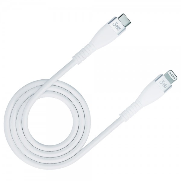 Аксесуари - 3mk Hyper Silicone Cable Type-C to Lightning 20W 3A White