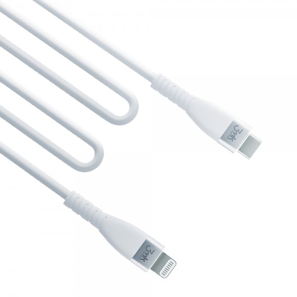 Аксесуари - 3mk Hyper Silicone Cable Type-C to Lightning 20W 3A White