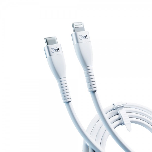 Аксесуари - 3mk Hyper Silicone Cable Type-C to Lightning 20W 3A White