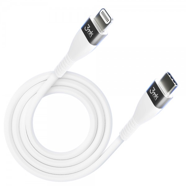 Аксесуари - 3mk Hyper Silicone Cable Type-C to Lightning 20W 3A White