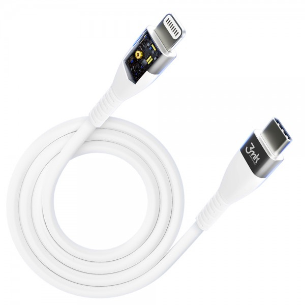 Аксесуари - 3mk Hyper Silicone Cable Type-C to Lightning 20W 3A White