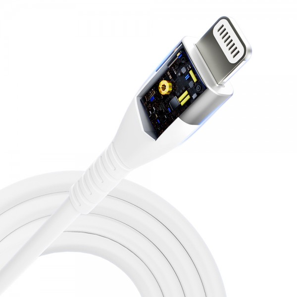 Аксесуари - 3mk Hyper Silicone Cable Type-C to Lightning 20W 3A White