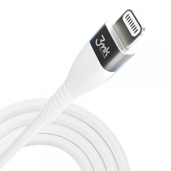 Аксесуари - 3mk Hyper Silicone Cable Type-C to Lightning 20W 3A White