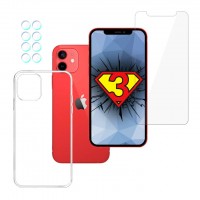 iPhone 12 Mini SET - 3mk HardGlass, 3mk Clear Case, 3mk Protection Lens