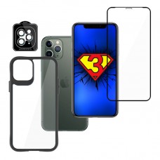 iPhone 11 Pro SET - 3mk HardGlass Max, 3mk Lens Protection Pro та 3mk Satin Armor Case+