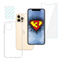 iPhone 12 Pro SET - 3mk HardGlass, 3mk Clear Case, 3mk Protection Lens