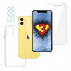 iPhone 11 SET - 3mk HardGlass, 3mk Clear Case, 3mk Protection Lens