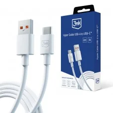Аксесуари - 3mk Hyper Cable A to C 1.2m 5A White